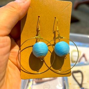 Gold drop down circle with calypso accents earrings